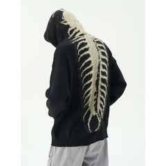 Skeleton Gothic Knitted Hoodies - Black / M - hoodie