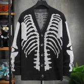 Skeleton V-Neck Knitted Cardigan
