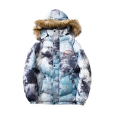Sky colored Fur collar winter zipper coat