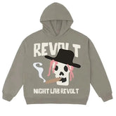 Smoking Skull Letter Print Hoodies