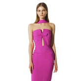 Solid Color Bow Hollow Straps Dress