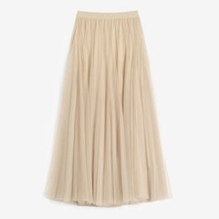 Solid Color Chiffon Skirt - Beige / One size