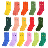 Solid Color Embroider Fruits Socks