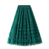 Solid Color Floor-Length Tulle Skirt