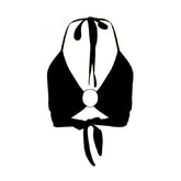 Solid Color Halter Backless Crop Top