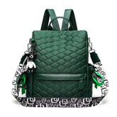 Solid Color Plaid Stitching School Backpack