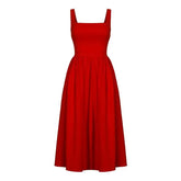 Solid Color Sleeveless Backless Dress