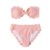 Solid Color Summer Bandeau Bikini Set
