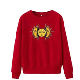 Solid Color Sun Face Regular Sweatshirt