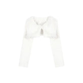 Solid Color White Faux Fur Cropped Jacket