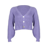 Solid Knitted Cropped Sweater