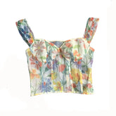 Spandex Polyester Overbust Floral Corset with Comfortable