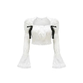 Square Collar Flare Long Sleeve Top