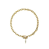 Gargantilla con cadena de acero inoxidable chapada y pedrería con péndulo