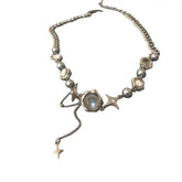 Star Crystal Shiny Necklace for Everyday Wear Silver