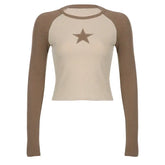 Star O Neck Long Sleeve Sweater