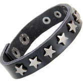 Star Spikes Rivet Snap Wrap PU Leather Bracelet