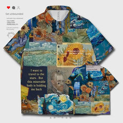 Starry Night Mosaic Paintings Short Sleeve Shirt