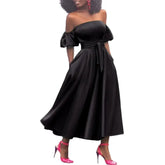 Strapless Off-Shoulder Puff Sleeve Dress