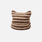 Striped Gothic Kitty Beanie