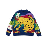 Sweater With Abstract Funny Cartoon Round Neck