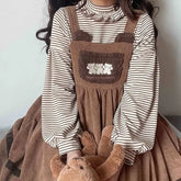 Sweet Bear Embroidery Corduroy Dress