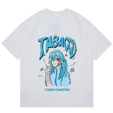 T-Shirt Jabaccd Anime Print Oversize Japanese Kanji Tee