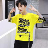 T Shirt Mid Sleeve Bring Da Ruckus Letters Hip Style yellow