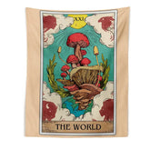 Tarot Card Tapestry Mushroom Fungi Wall Art The World