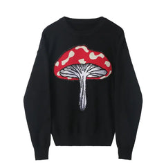 Thick Mushroom 3D applique Black Oversize Sweatshirt - S