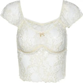 Transparent Square Collar Mesh Crop Tops