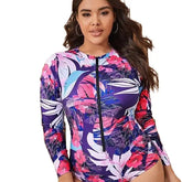 Tropical Plus Size Swimwear Zipper