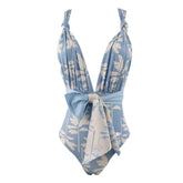 Two-Piece Print Swimsuit Set Lace-Up Dresses