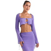Two-piece set short Crop Top long slit skirt