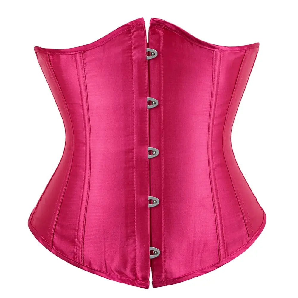 Underbust Lace-up Steampunk Corset - rose red / S