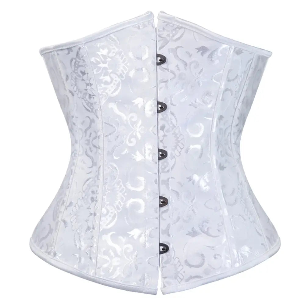 Underbust Lace-up Steampunk Corset - white / S