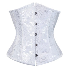Underbust Lace-up Steampunk Corset - white / S