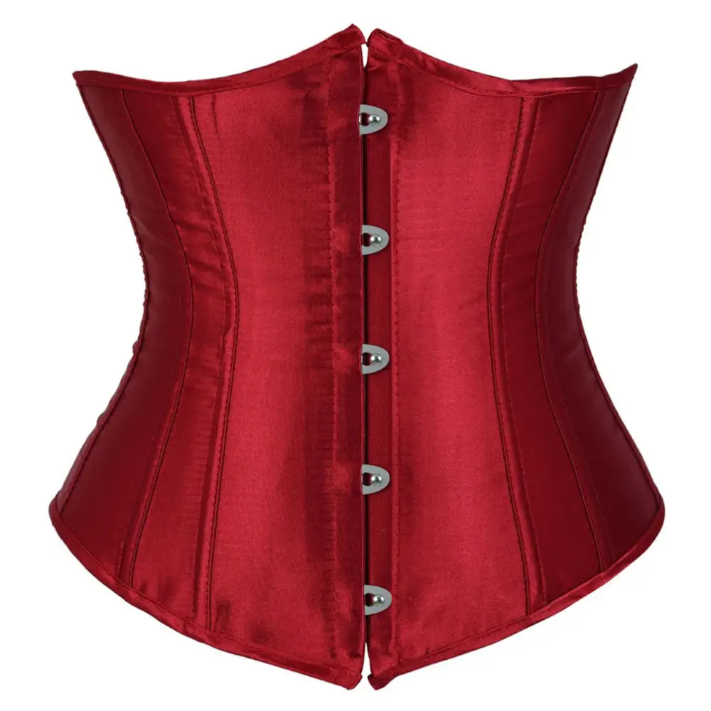 Underbust Lace-up Steampunk Corset - wine-red / S