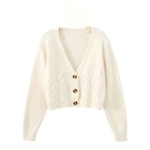 V Neck Cropped Long Sleeve Knitted