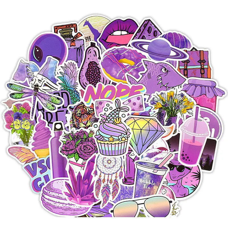 Vaporwave Cute 50 Stickers - Purple
