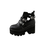 Vegan Leather Punk Metal Platform Shoes Euro Size