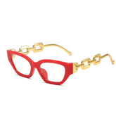 Vintage Chain Frame Clear Cat Eye Glasses