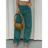 Vintage Green Cargo Denim Pants