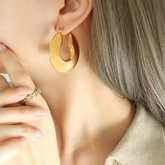 Pendientes de aro gruesos vintage de acero inoxidable chapado grueso