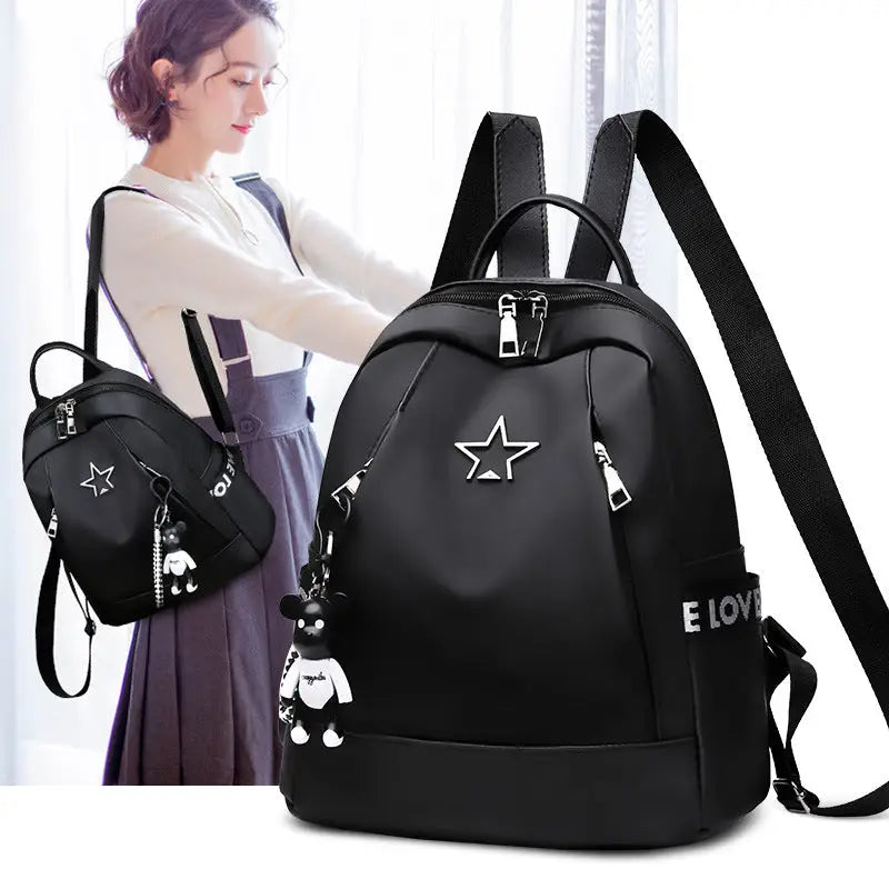 Waterproof Fashion Star Backpack - Black without Pendant