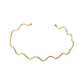 Wave Round Stainless Steel Plated Choker Necklace Gold