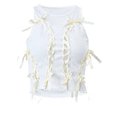 White Front Cross Bow Crop Top