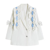 White Ribbon Single Breasted Long Sleeve Blazer