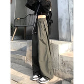 Wide Leg Plain Trousers