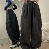 Y2K Baggy Elastic Waist Wide Leg Jeans